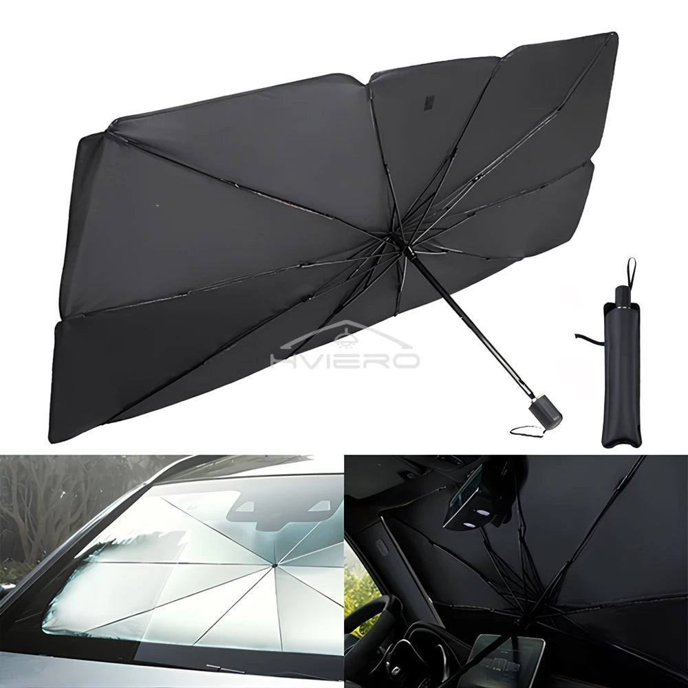 Car Windshield Sunshade - Foldable Umbrella Style Front Cover