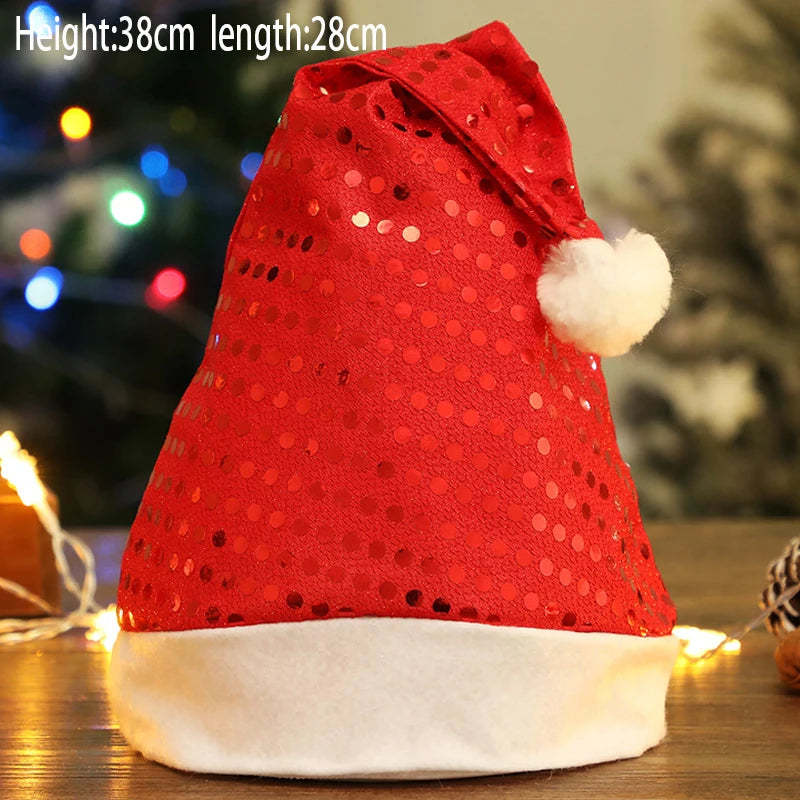 Christmas Santa Hat - Plush Knitted Adult Holiday Party Costume