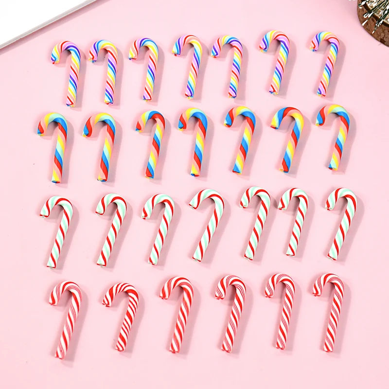 Mini Candy Cane - Red White Resin DIY Crafts Xmas Pendant