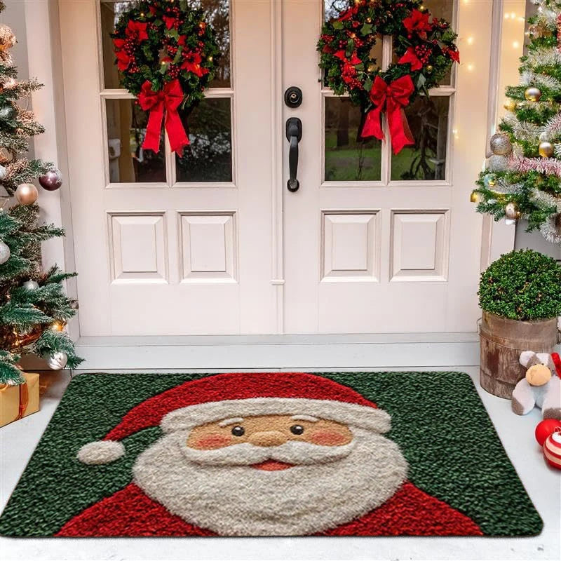 Christmas Door Mat - Red Santa & Gingerbread Man Floor Mat