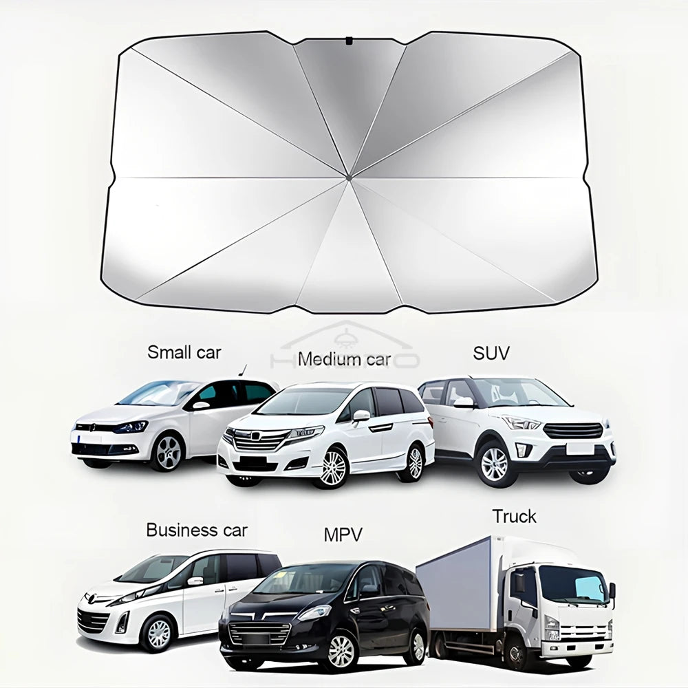 Car Windshield Sunshade - Foldable Umbrella Style Front Cover