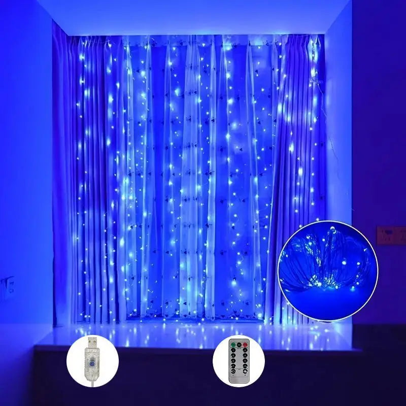 USB Fairy Garland Lights - 8 Modes Curtain String Lights