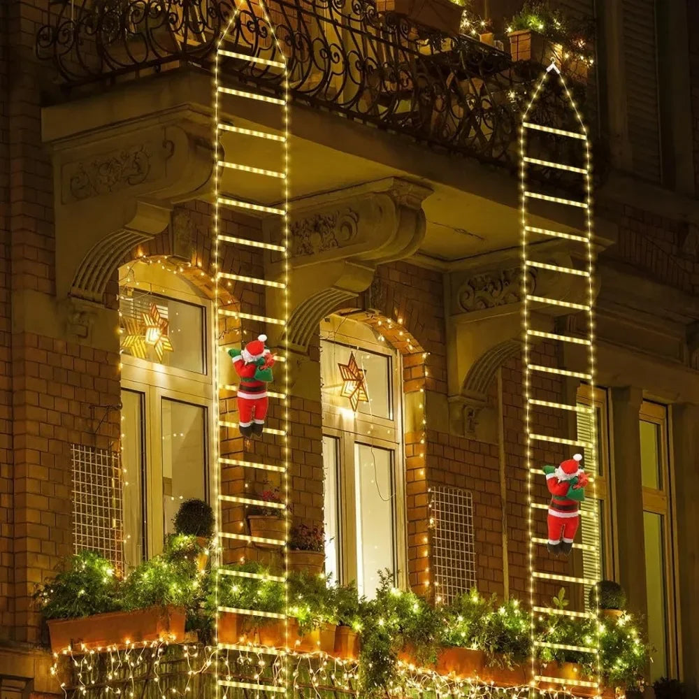 Santa Claus Climbing Ladder - Christmas LED Tree Ornament