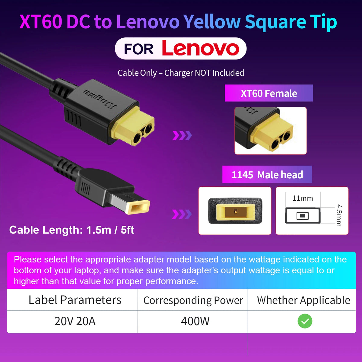 330W GaN Laptop Charger - XT60 to DC Power Adapter