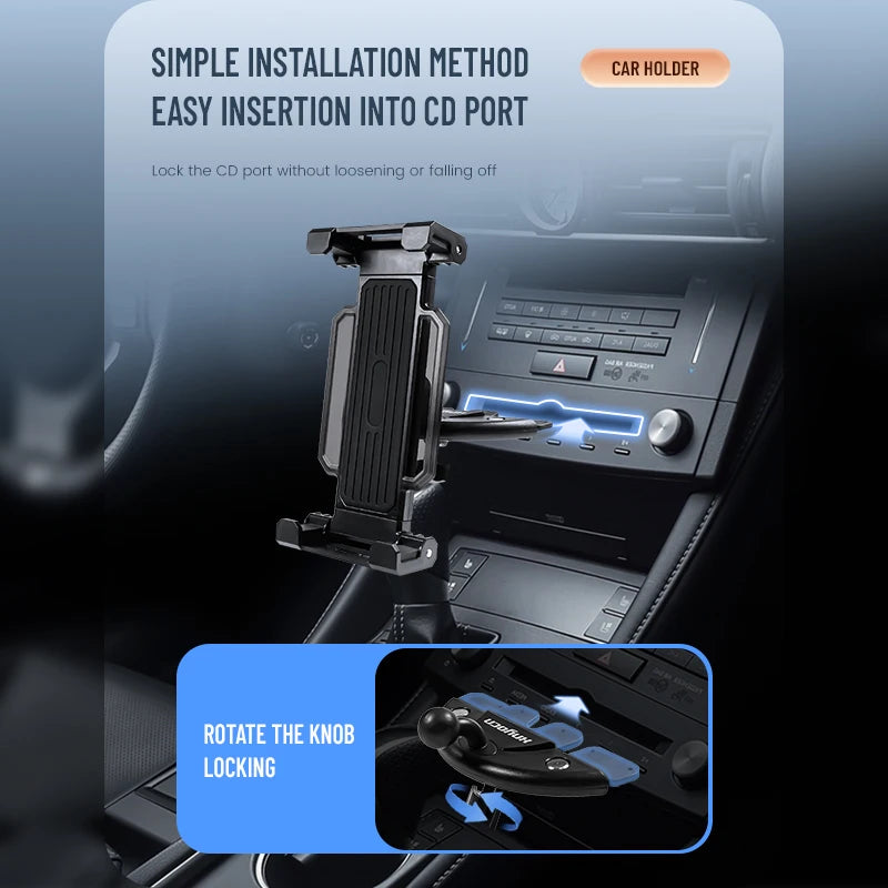 Car CD Slot Tablet Mount - Universal 4-13 Inch Holder