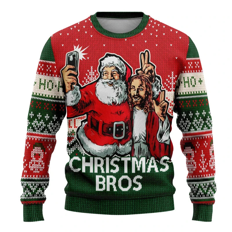 Ugly Christmas Sweater - Cartoon Santa Graphic Sweatshirt
