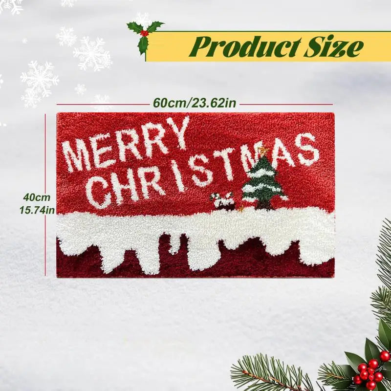 Christmas Door Mat - Red Santa & Gingerbread Man Floor Mat