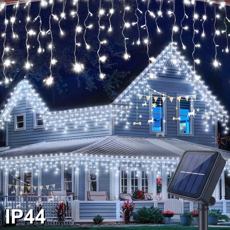Solar Curtain Icicle Light - Outdoor Eaves & Garden Decor