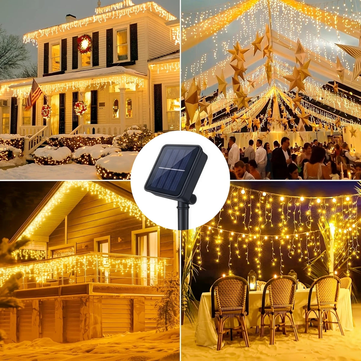 Solar Curtain Icicle Light - Outdoor Eaves & Garden Decor