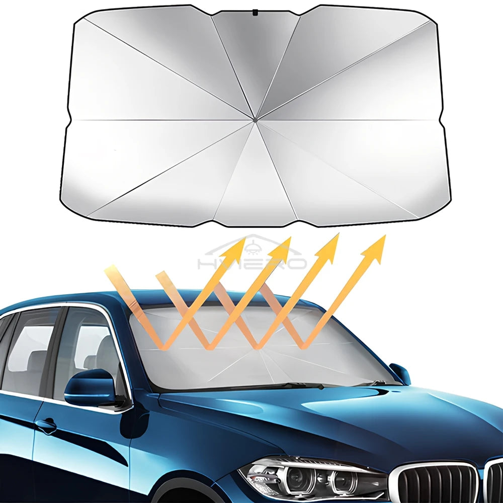 Car Windshield Sunshade - Foldable Umbrella Style Front Cover