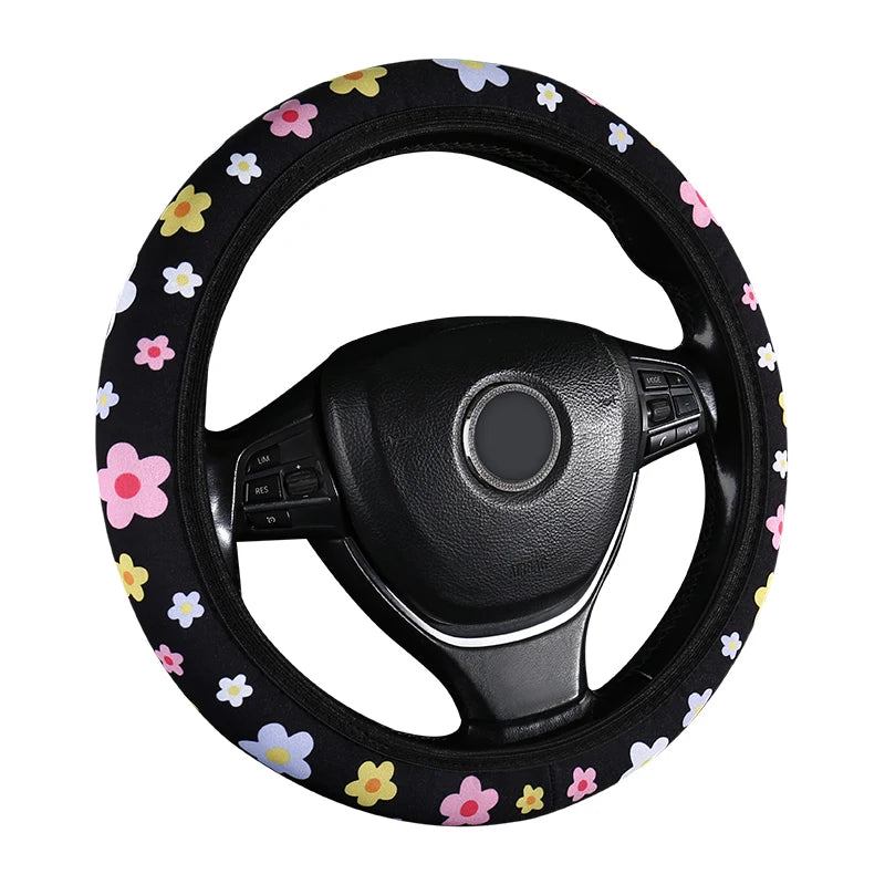 Car Steering Wheel Cover - Flowers Print Anti-Slip Protector