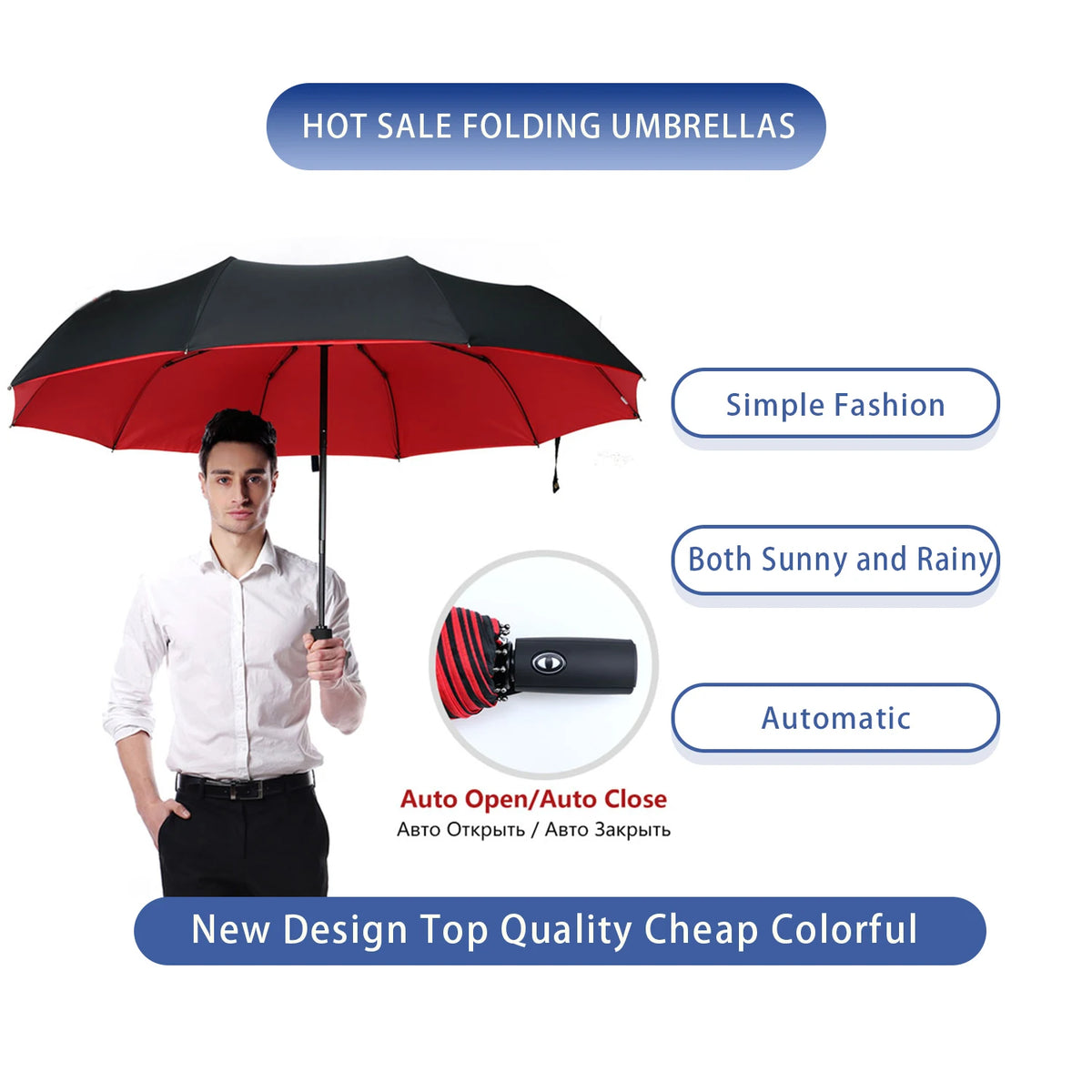 Windproof Automatic Umbrella - Double Layer Resistant Rain Gear