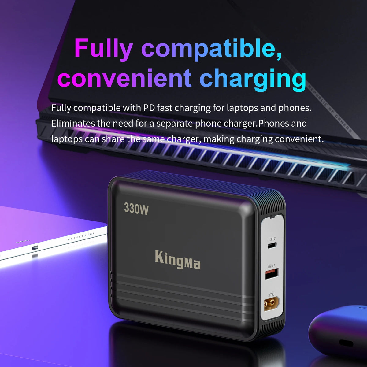 330W GaN Laptop Charger - XT60 to DC Power Adapter