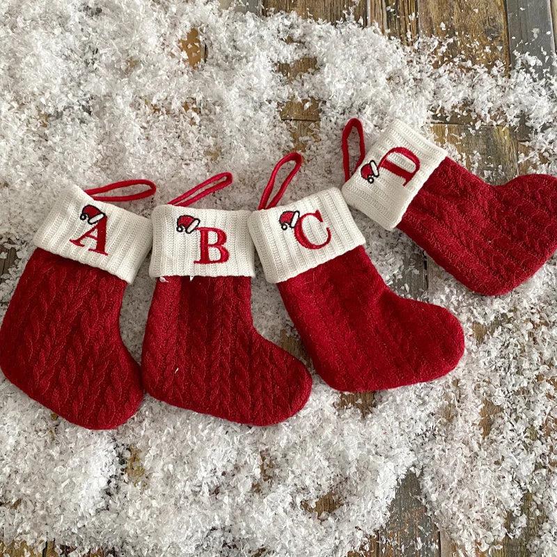 Christmas Stockings - Alphabet Knitting Socks Tree Ornaments Gift
