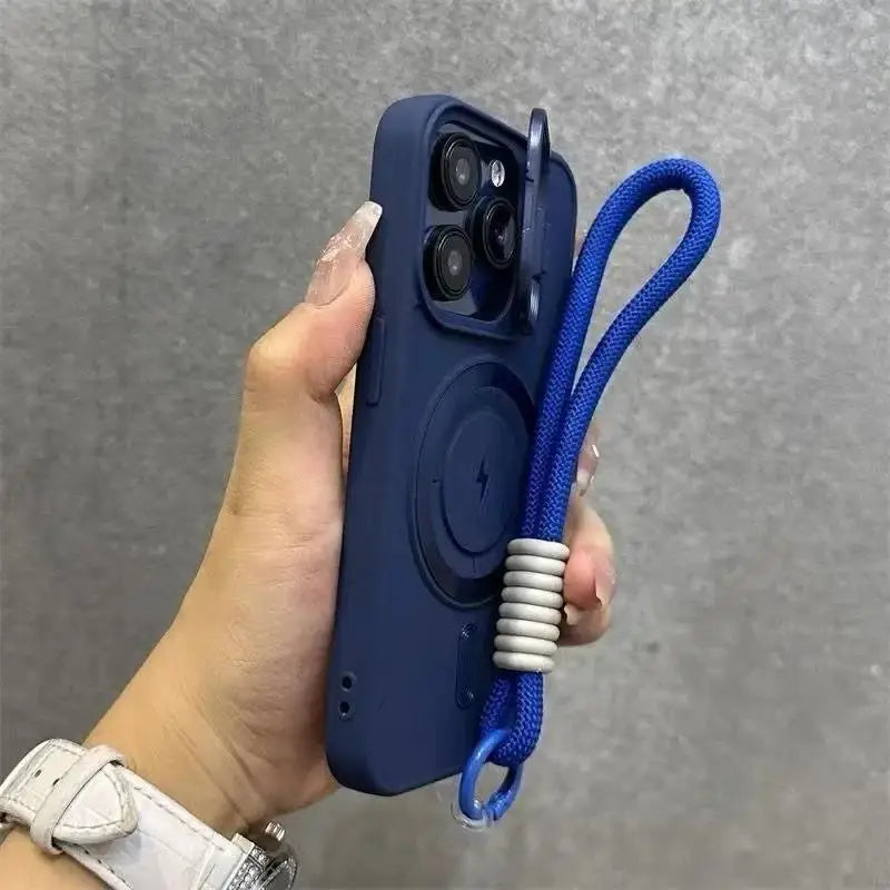 Lens Stand Magsafe iPhone Case - Wrist Lanyard Shockproof Cover