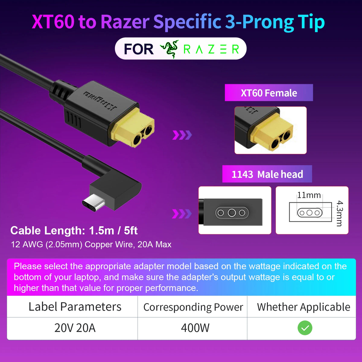 330W GaN Laptop Charger - XT60 to DC Power Adapter