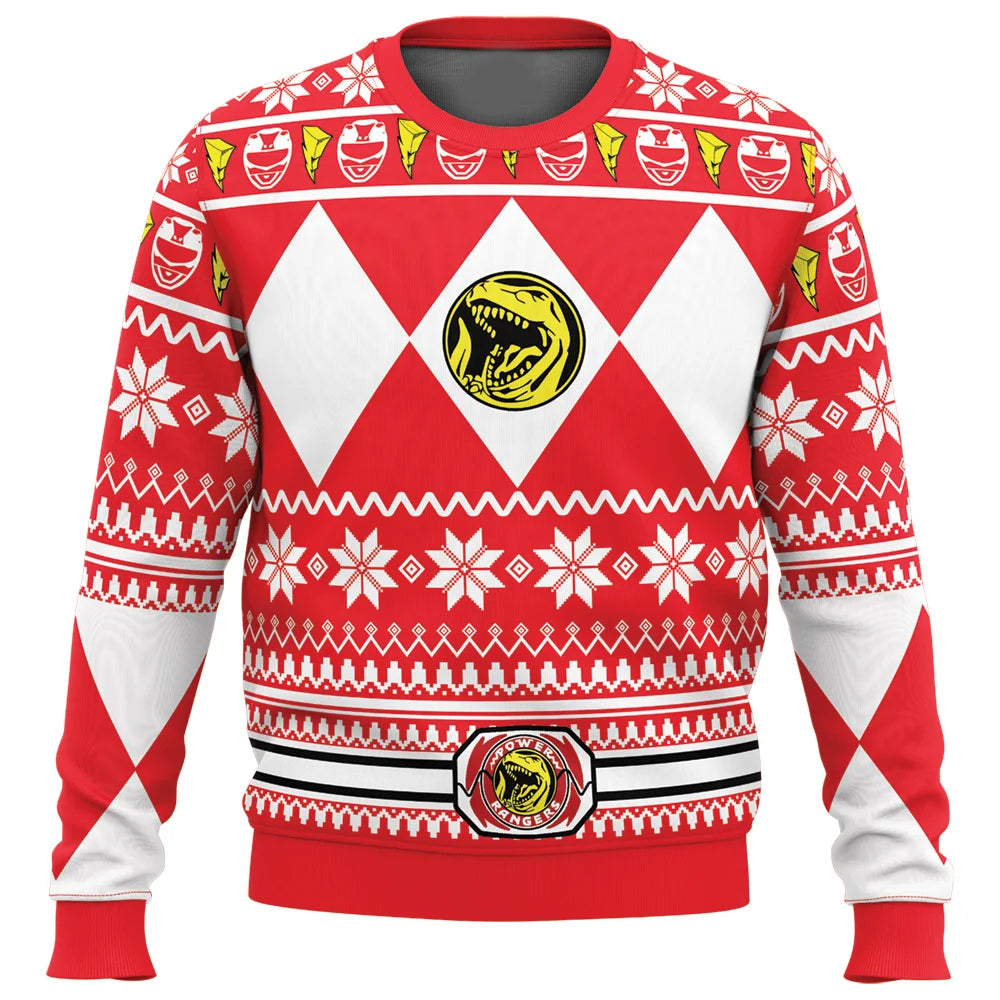 Men's and Women's Autumn_Winter New Mighty Morphin Multi Color Ranger Power Ranger Ugly Christmas Sweater Christmas Party Hoodie