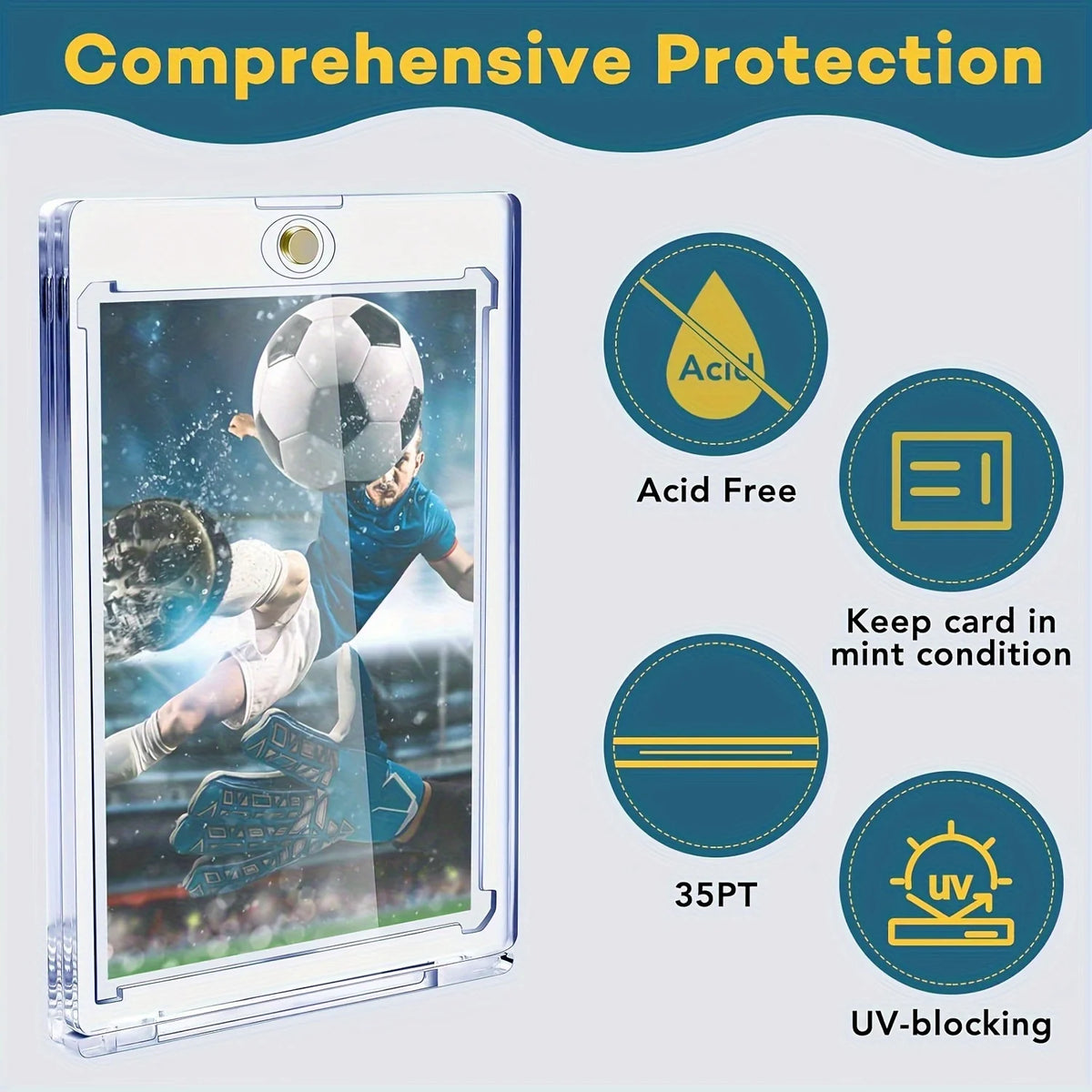 35pt One-Touch Magnetic Card Storage Box - Transparent Acrylic Hard Plastic Protector Sleeve for Sports Cards, Collectible Cards