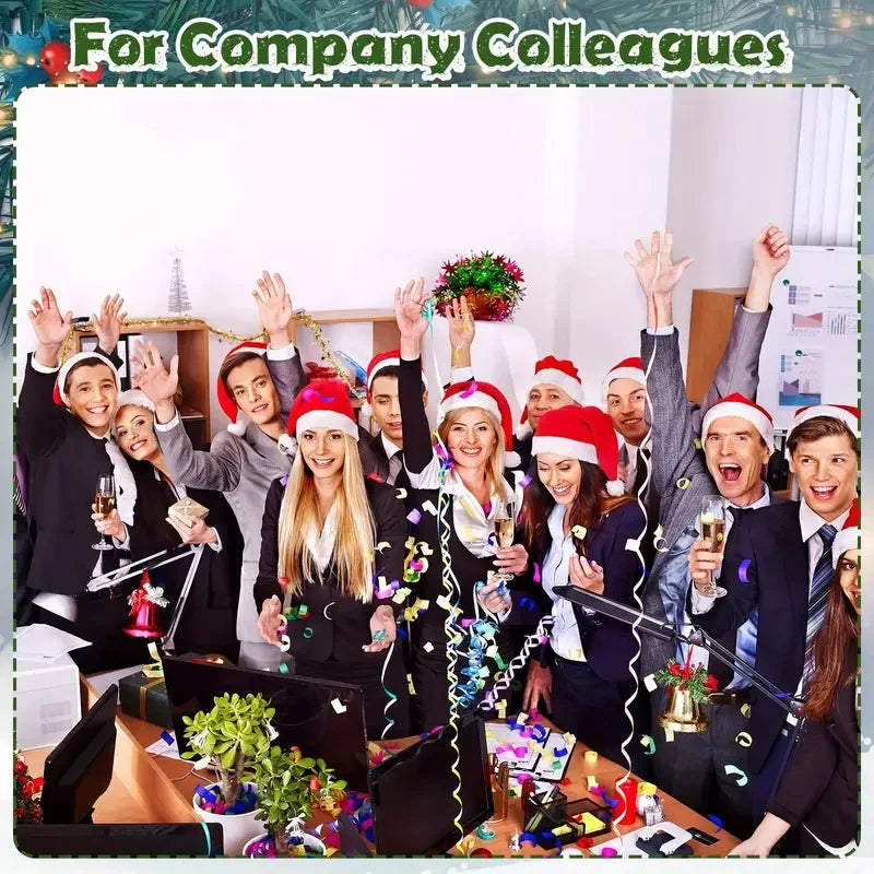 10-100 Non-Woven Santa Hats, Adult Christmas Hats, Christmas and New Year Party Holiday Decorations, Pp Material, Machine Washable, Feather-Free, Suitable for Home Kitchen Party Supplies