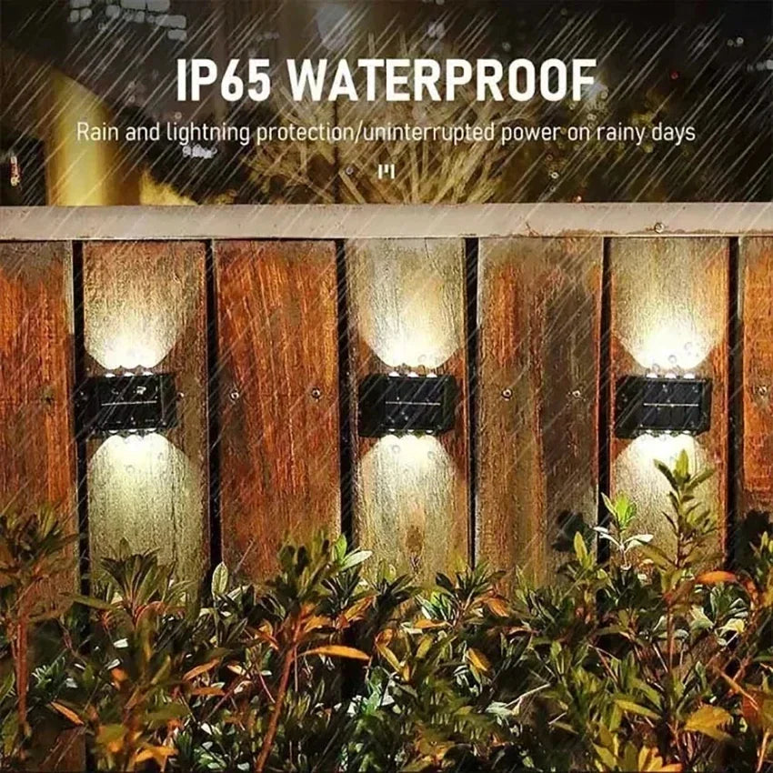 Solar Wall Lamp Outdoor Waterproof Solar Powered Light 4LED Beads UP and Down Illuminate Home Garden Yard Decoration Wall Light