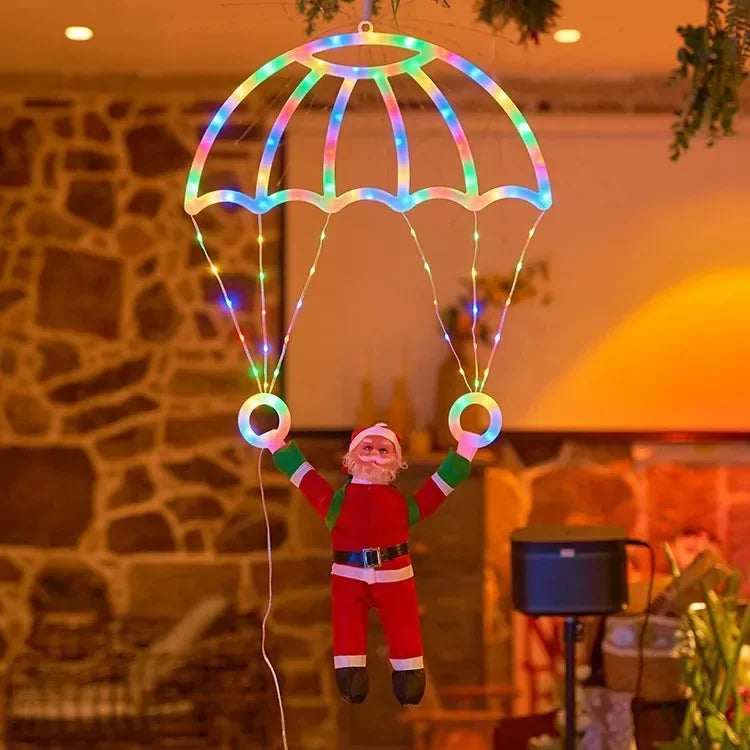 Parachute Lights LED Christmas Santa Claus USB Powered for Roof Eave Balcony Garden Yard Festival Atmosphere Party Holiday Decor