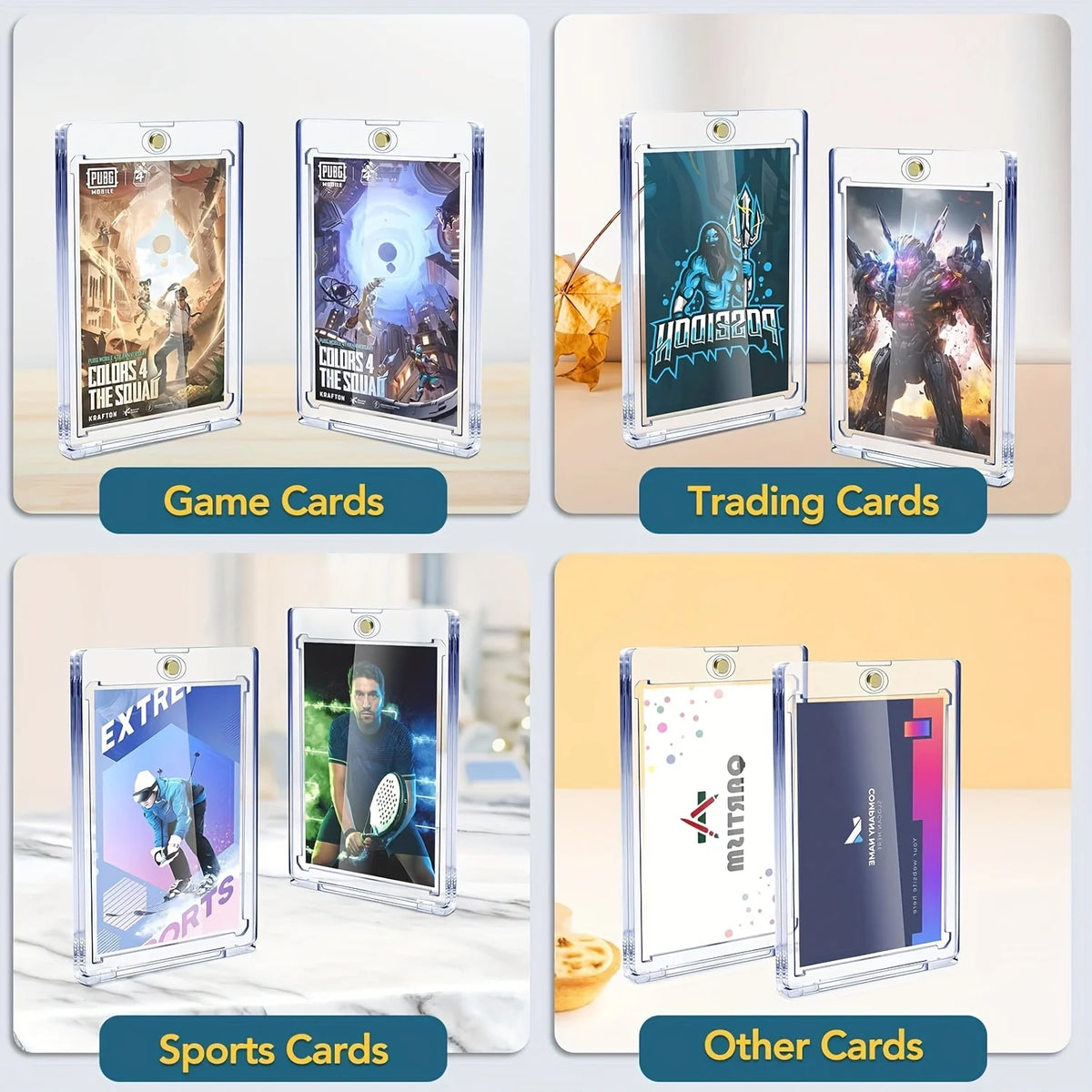 35pt One-Touch Magnetic Card Storage Box - Transparent Acrylic Hard Plastic Protector Sleeve for Sports Cards, Collectible Cards