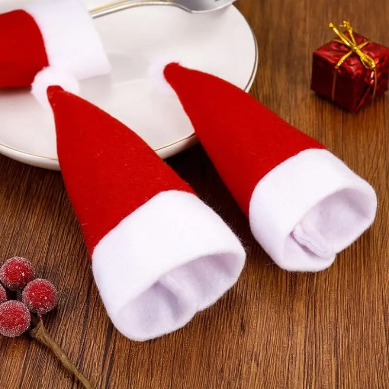 Mini Santa Hat Wine Bottle Covers for Bottle Xmas Decor Christmas Holiday Home Dinner Table Christmas Hats Party Decora Supplies