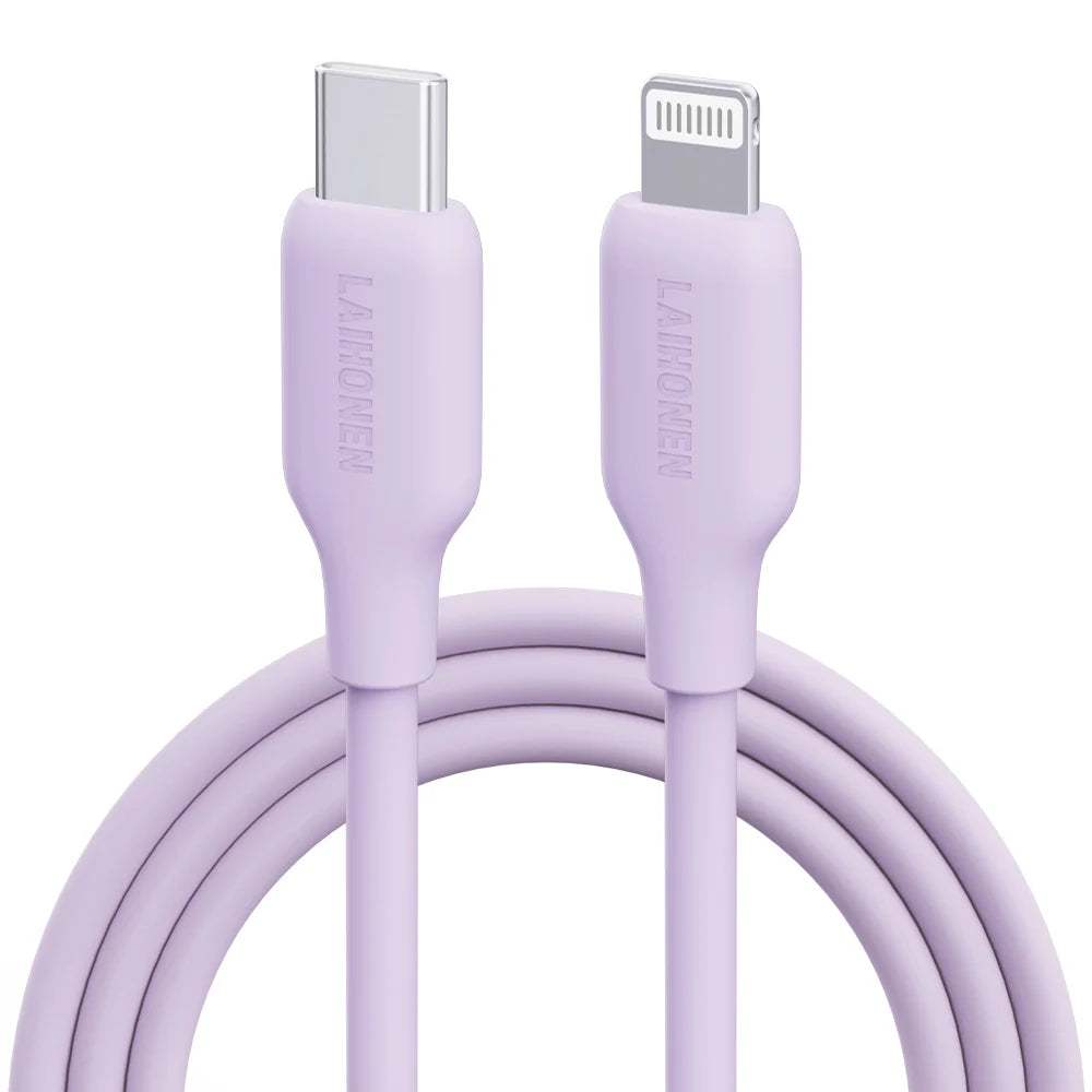 Liquid Silicone USB-C to Lightning Cable – 27W PD Fast Charging Soft Skin-Friendly Cord for iPhone 14/13/12/11 Pro Max, iPad & AirPods