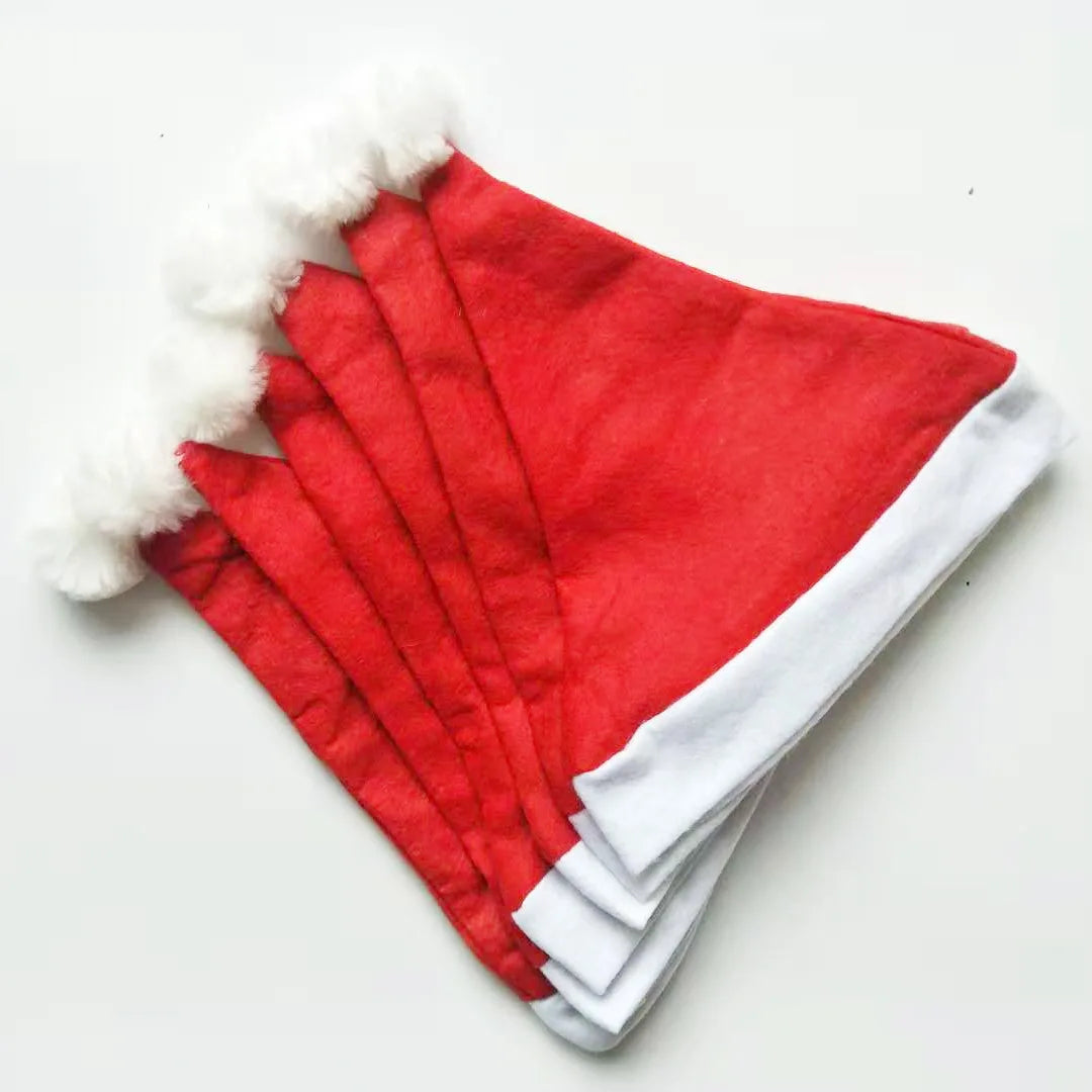 10-100 Non-Woven Santa Hats, Adult Christmas Hats, Christmas and New Year Party Holiday Decorations, Pp Material, Machine Washable, Feather-Free, Suitable for Home Kitchen Party Supplies