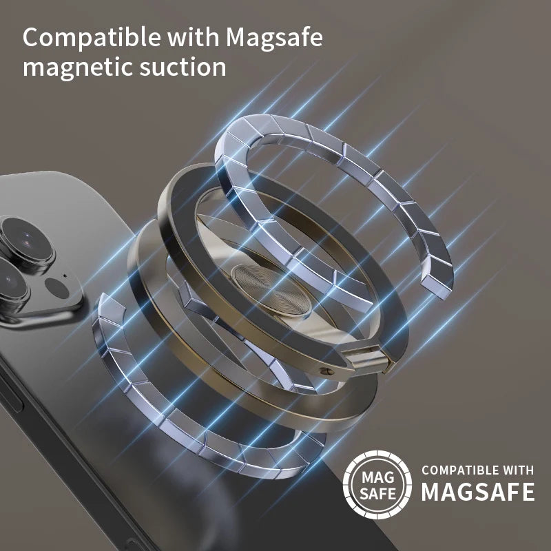 2025 Double-Sided MagSafe Phone Holder for iPhone 14/15/16, Foldable 360° Rotating Stand with Strong Magnet & Finger Grip Suppor