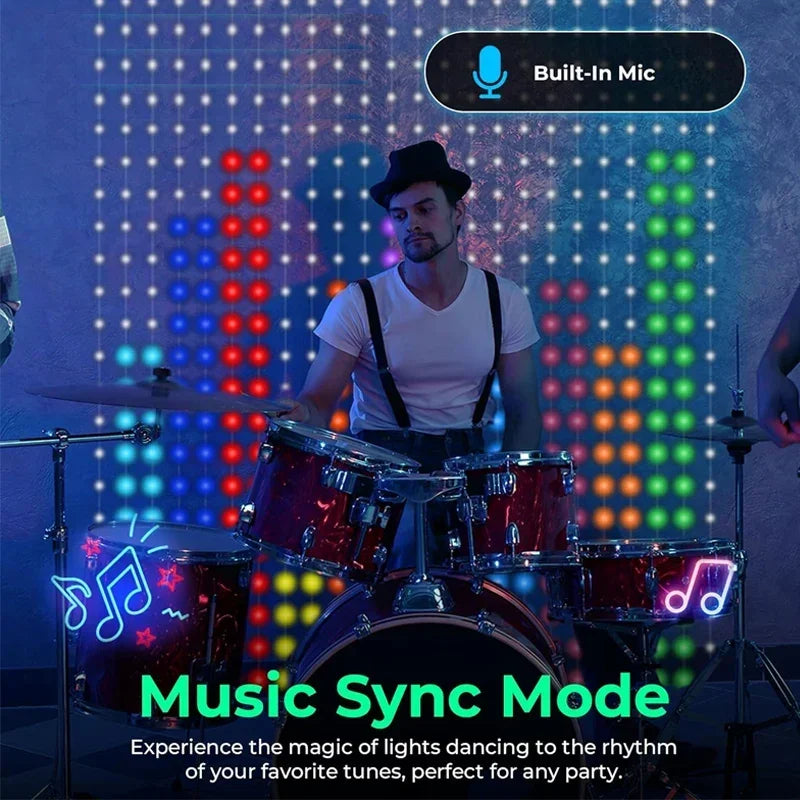 Smart LED Curtain Lights with App Control & Music Sync – Customizable DIY Patterns & Text, Waterproof RGB Fairy Lights for Bedroom, Patio, Holiday & Party Decor