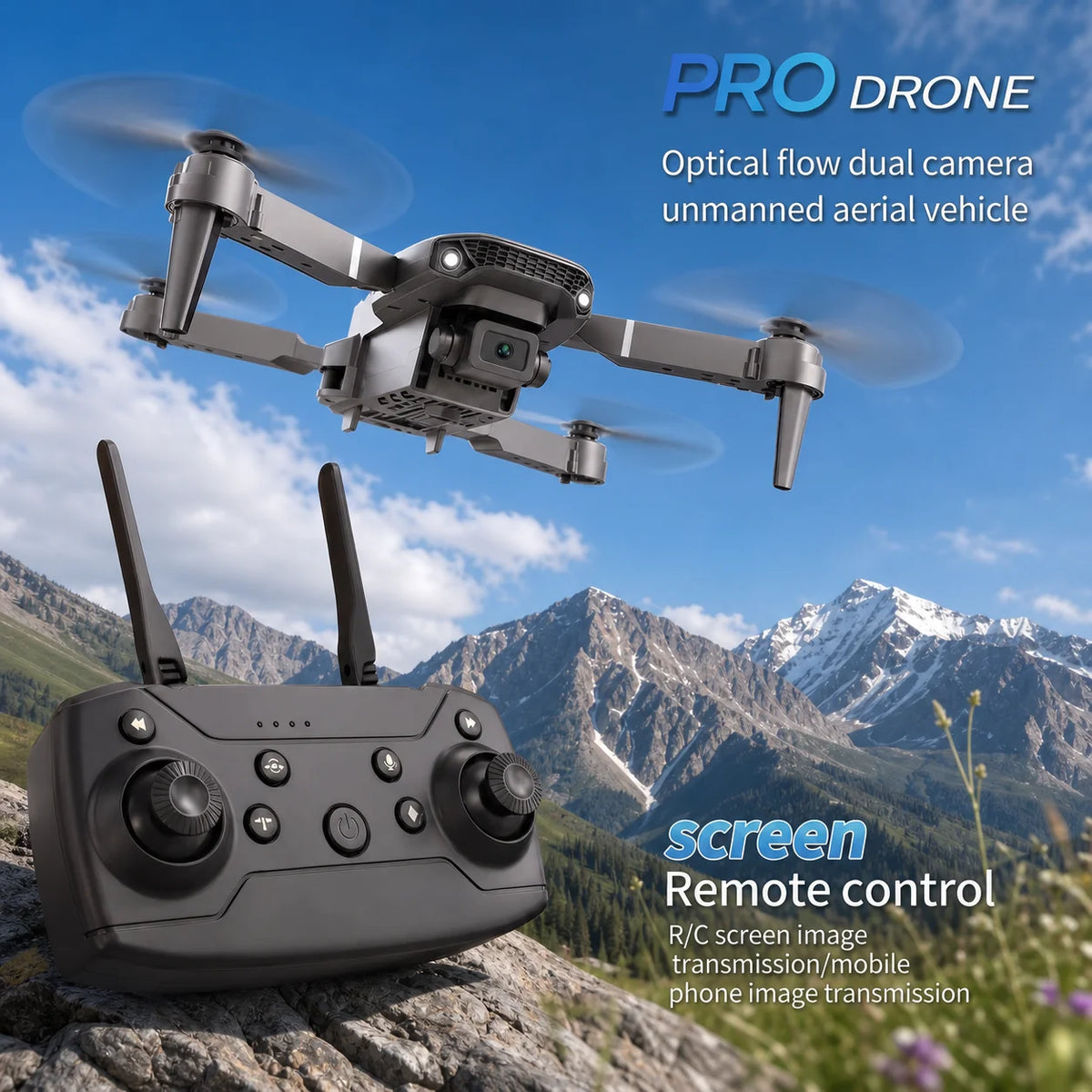 GHOST-88 TACTICAL RECON DRONE | Dual-Camera Optical Flow Quadcopter with Integrated Display Controller