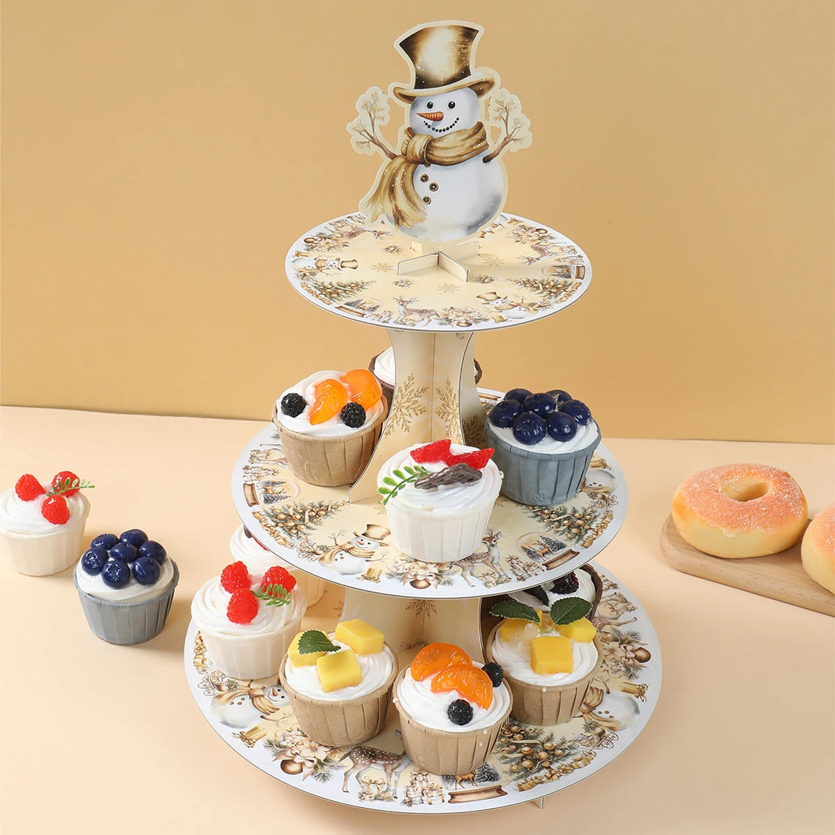 3 Tier Christmas Cake Stand Christmas Decoration for Home 2025 Cake Dessert Stand Xmas Ornament Navidad Natal New Year Gift 2026