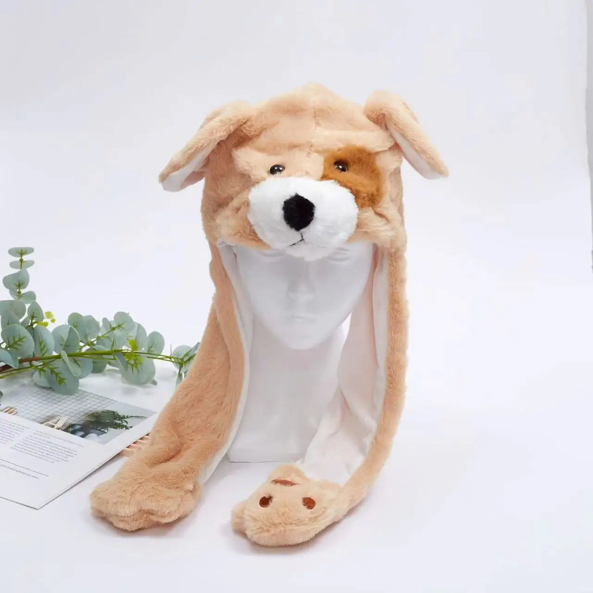 Funny Moving Ears Plush Hat – Airbag Flapping Animal Ear Beanie, Cute Santa, Reindeer & Halloween Cosplay Costume Hat for Kids & Adults
