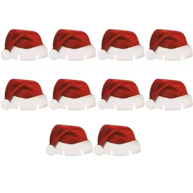 10PCS Christmas Cup Card Santa Hat Wine Glass Decor Ornaments Navidad Noel New Year Gift Home Christmas Decorations
