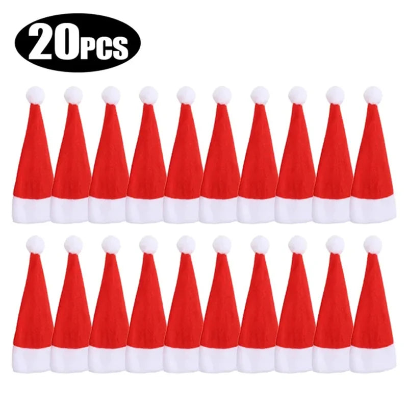 Mini Santa Hat Cutlery Holders – Festive Christmas Dinner Tableware Pouch for Fork & Knife, Holiday Dinner Party Decor & Favor