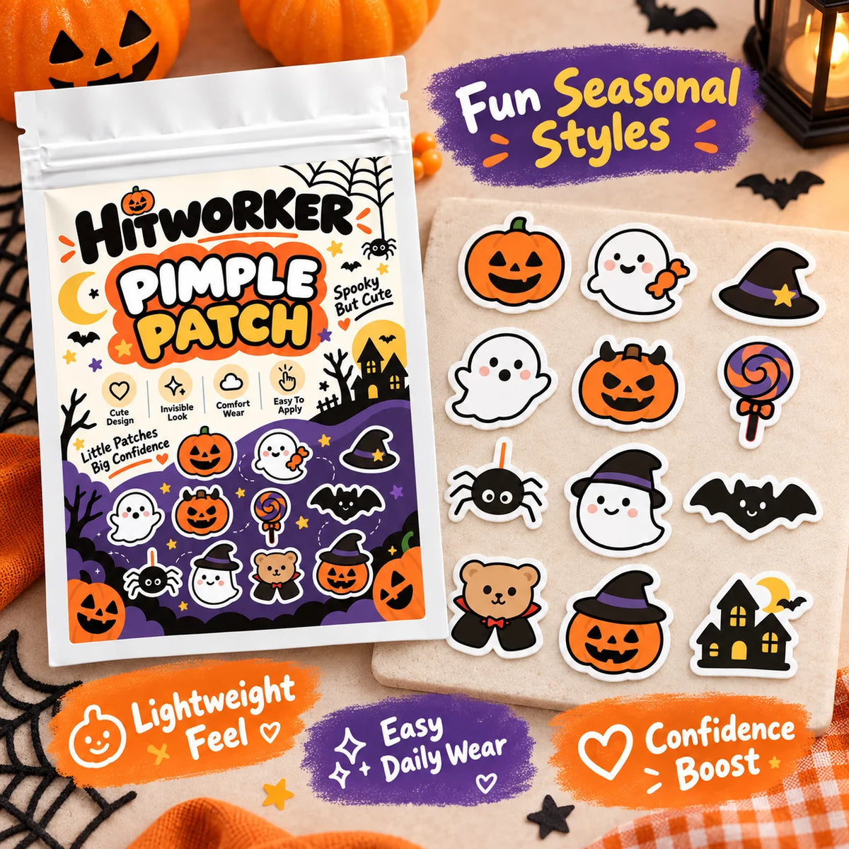 SPOOKY OCCULT HYDRO-MATRIX | Halloween Theme Hydrocolloid Blemish Patches (48 / 120 Pack)