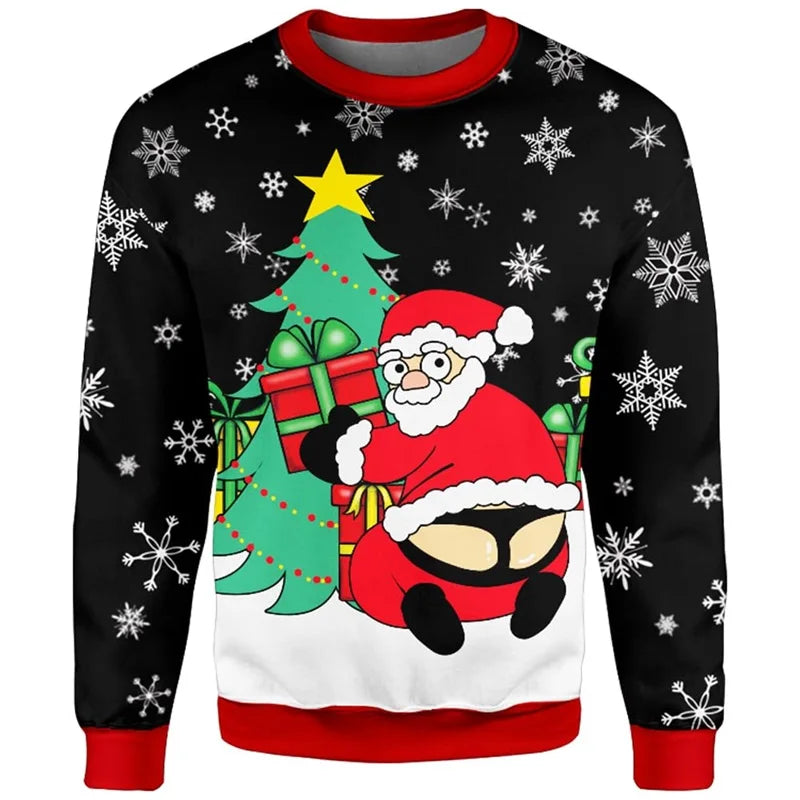 RETRO-KITSCH HOLIDAY SWEATSHIRT | Funny 3D Graphic Ugly Christmas Party Pullover