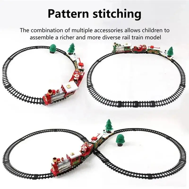 Electric Train Set Christmas Toy with Lights Music Santa Claus Track Kids Holiday Gift Party Decoration Battery Operated Railway