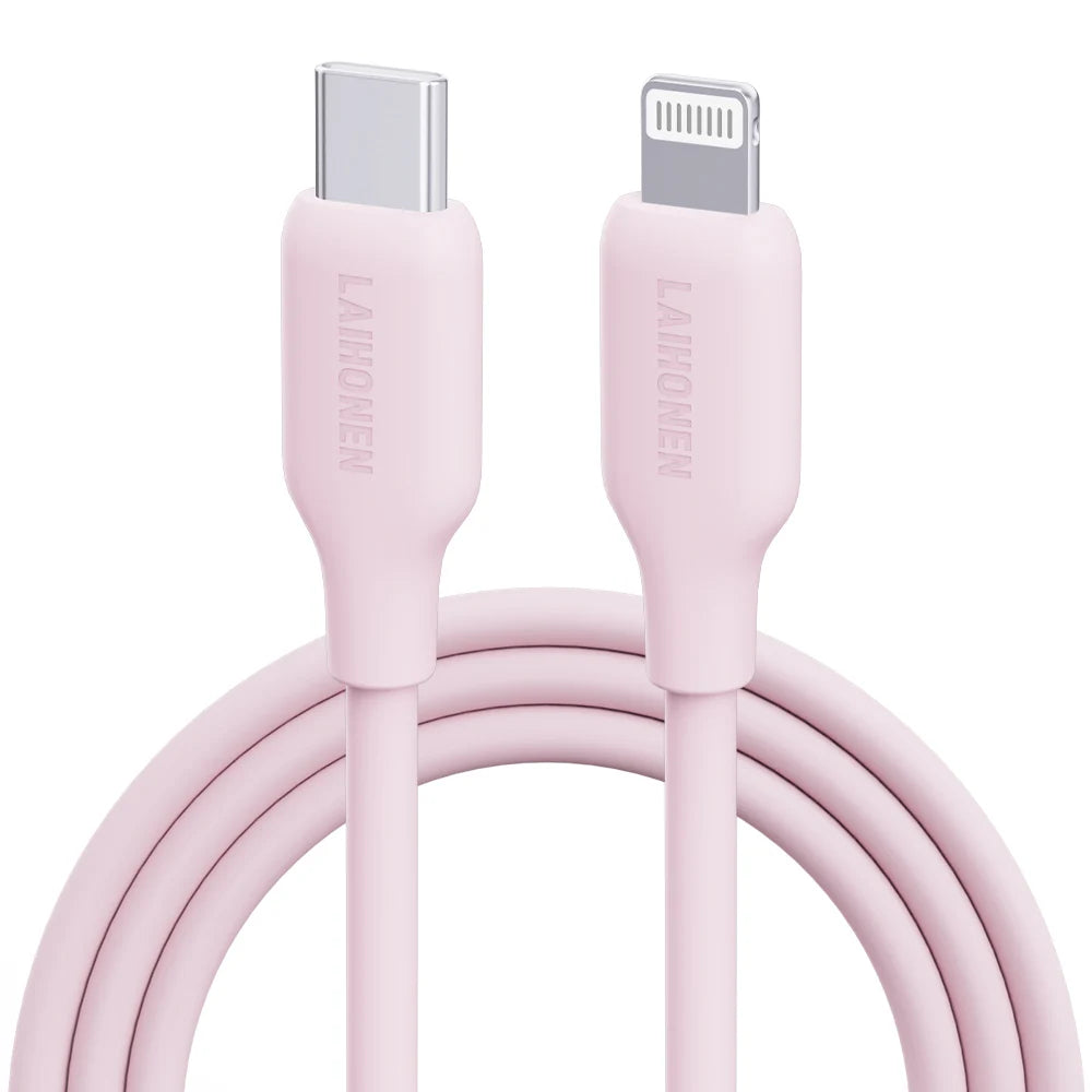 Liquid Silicone USB-C to Lightning Cable – 27W PD Fast Charging Soft Skin-Friendly Cord for iPhone 14/13/12/11 Pro Max, iPad & AirPods