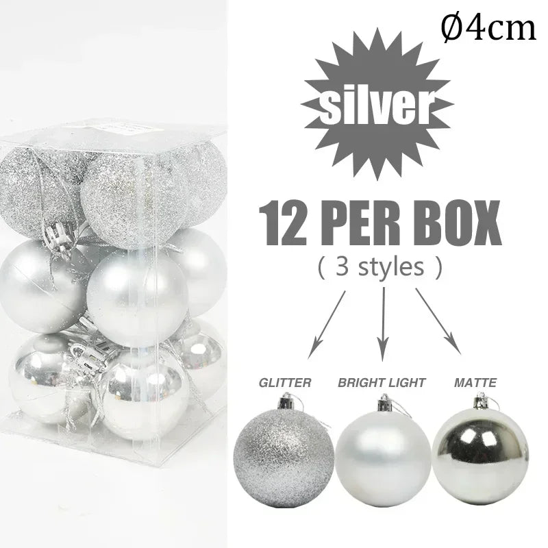 4/6/8cm Christmas Ball Shatterproof Hanging Christmas Baubles Laser and Matte Styles Home Festival Party Xmas Decorative Balls
