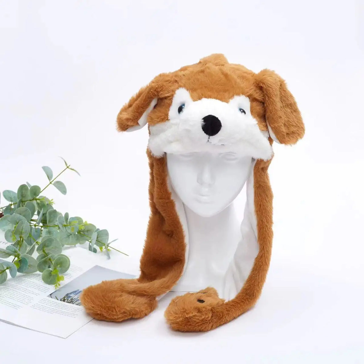 Funny Moving Ears Plush Hat – Airbag Flapping Animal Ear Beanie, Cute Santa, Reindeer & Halloween Cosplay Costume Hat for Kids & Adults