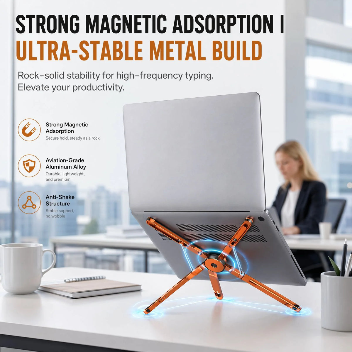 Foldable Aluminum Magnetic Phone Stand – Ultra-Stable MagSafe Desktop Tripod & Travel Phone Holder for iPhone 16/15/14/13 & Android