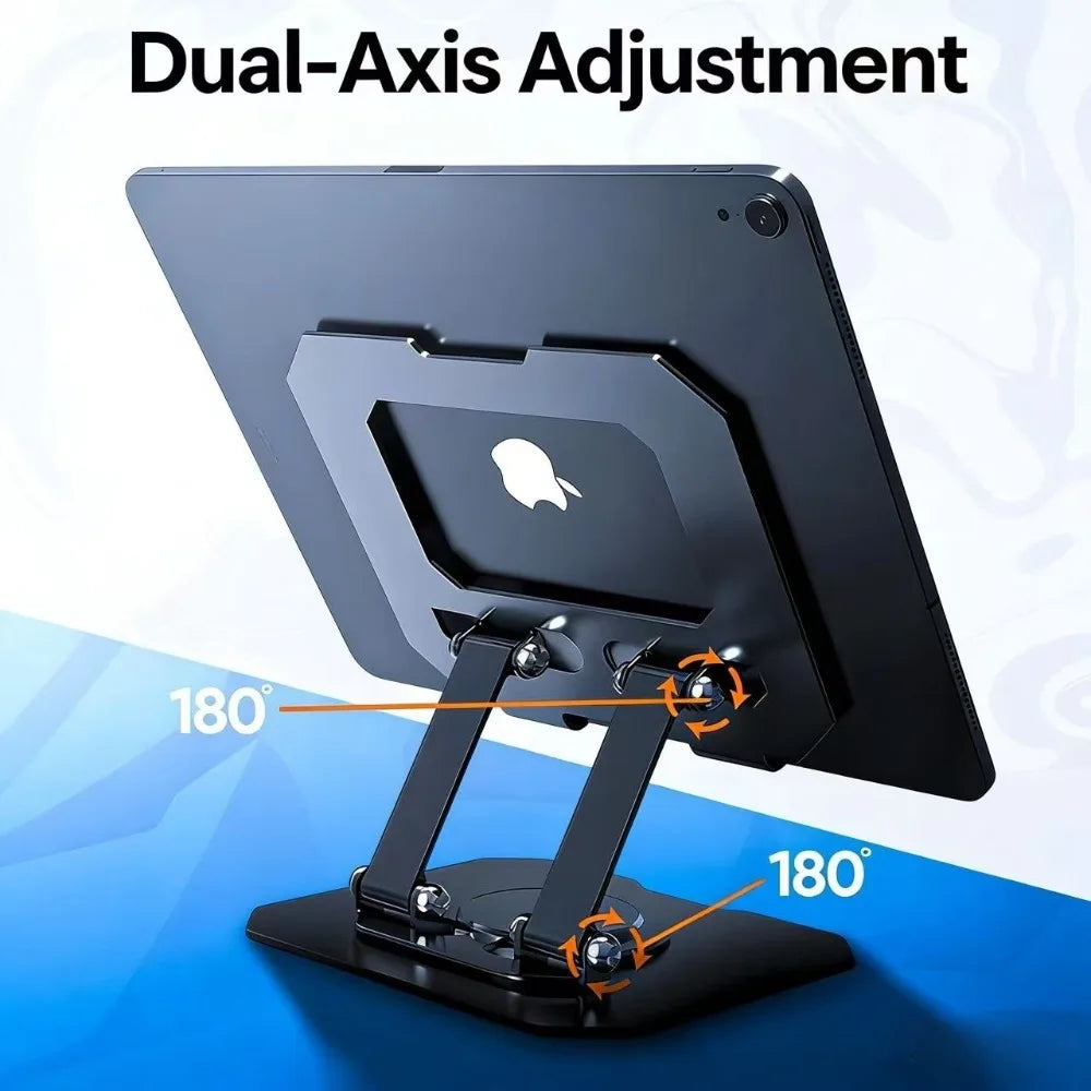 360 Degree Adjustable Foldable Desktop Phone Tablet Metal Stand, Sturdy and Durable, Suitable for 4.7-12 Inch iPad Pro/Air/Mini