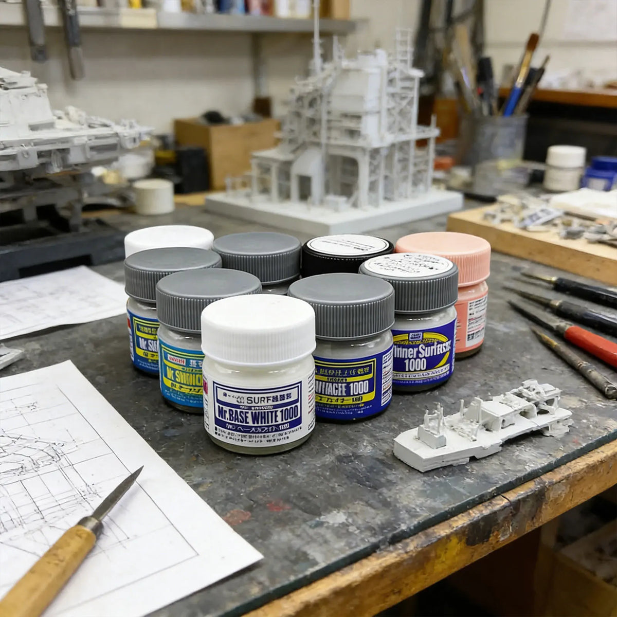 40ML Mr. Surfacer SF283-SF292 Oil-based Surface Primer Full Grit Sandable Primer For Gundam Model Building Hobby