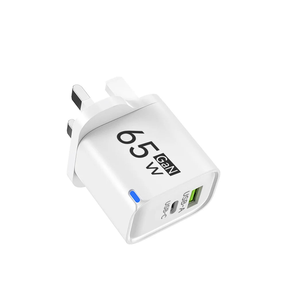 PD 65W USB Fast Charging 2 In 1 Charger Type C Quick Charge Charger For iPhone Xiaomi Huawei Samsung Mobile Phone Wall Adapter