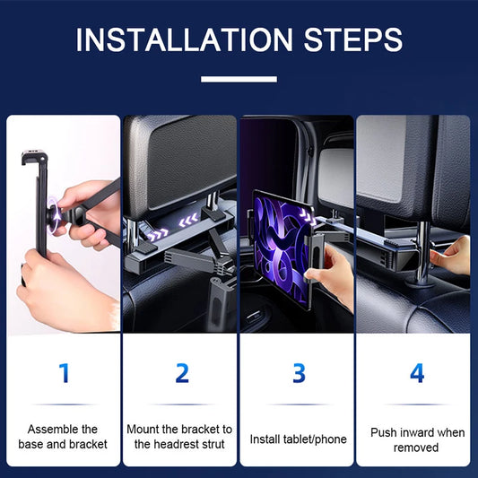 SEAMETAL Universal Car Tablet Holder 360 Rotation Auto Back Seat Headrest Mount Phone Holder for 4-12.9 Inch iPad iPhone