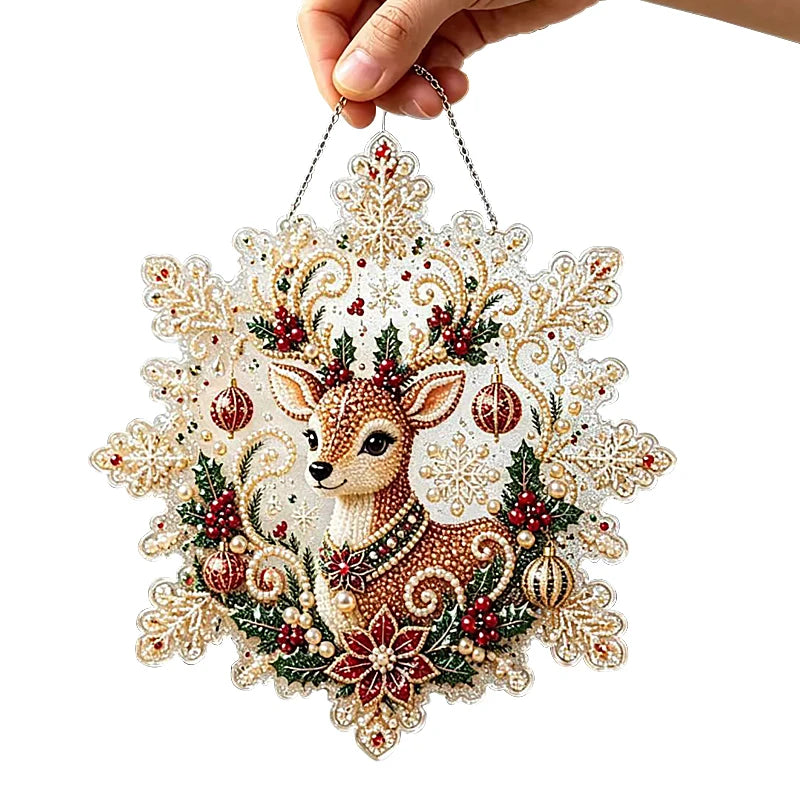 20X20CM Diamond Painting 3d Mixed-sized Pearl Beads Christmas Pearl Suncatcher Kit For Diy Craft Metal Chain Festive Wall Decor