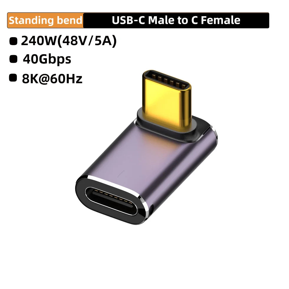 USB4.0 40Gbps U-Shape Straight Angle 240W 5A USB C to Type C Fast Charging Converter USB C Data Adapter For Macbook 8K60HZ