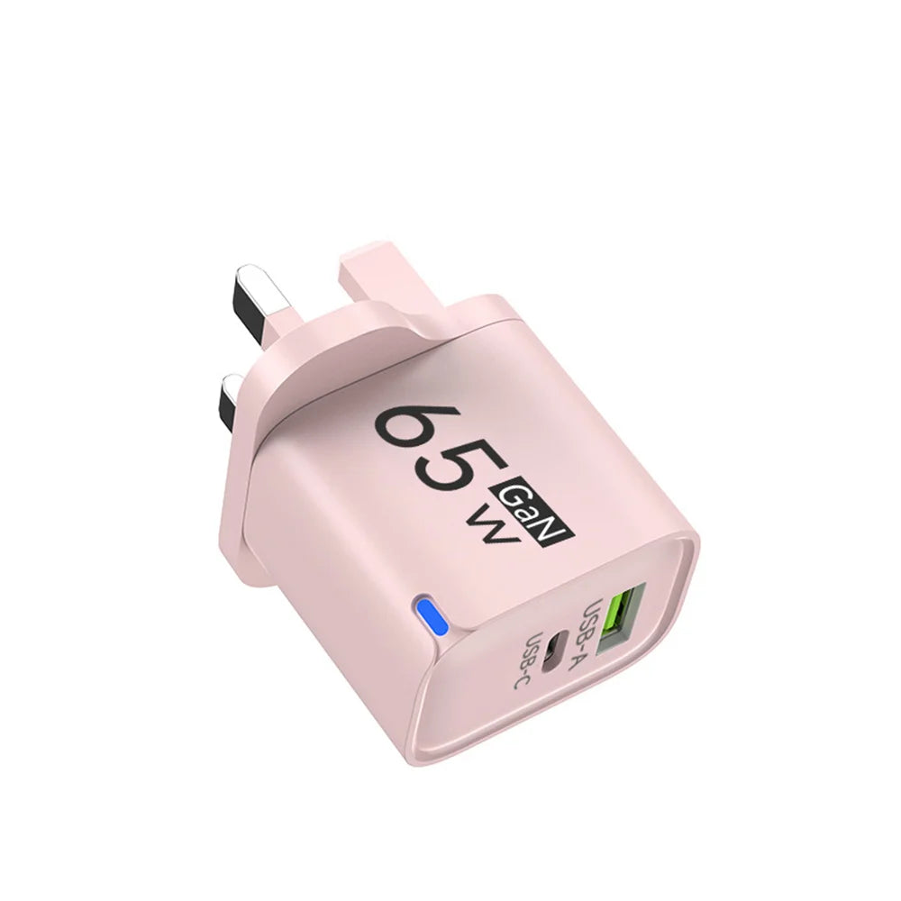 PD 65W USB Fast Charging 2 In 1 Charger Type C Quick Charge Charger For iPhone Xiaomi Huawei Samsung Mobile Phone Wall Adapter